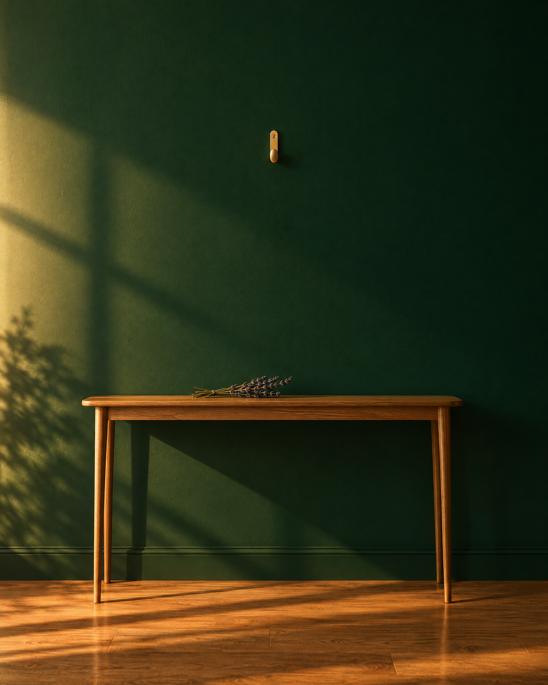An empty wall with a single picture hook