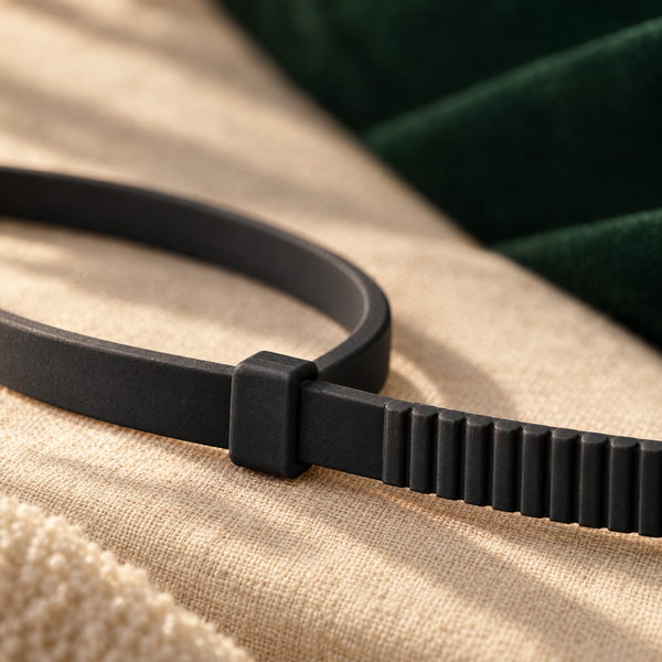 Close-up of the Softband calming collar band and keeper