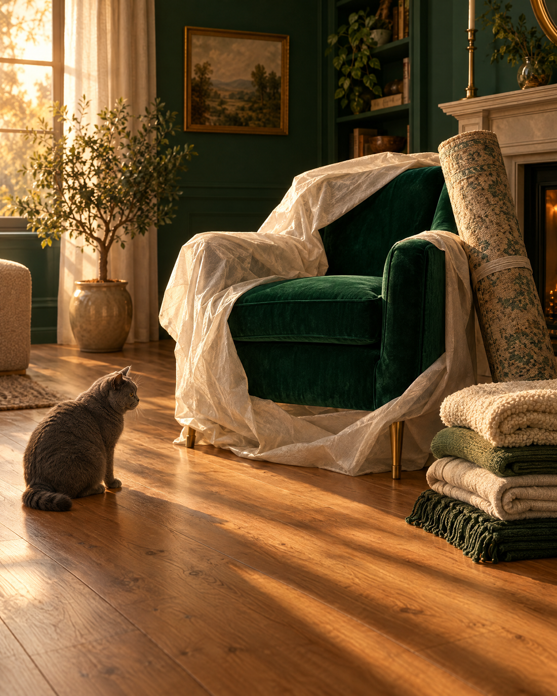 A cat unsettled by new furniture