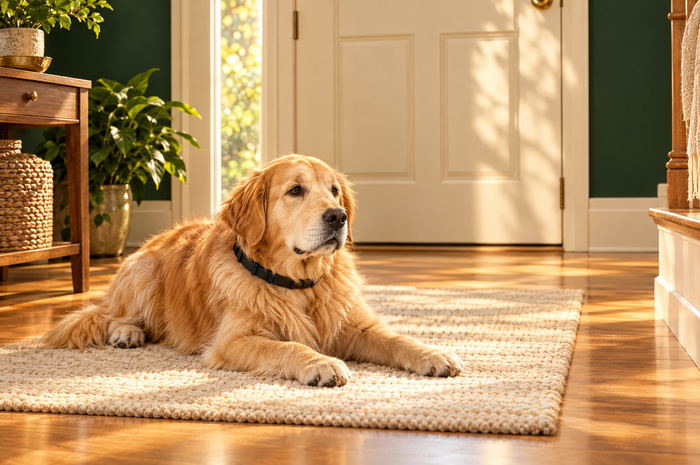 Day thirty: a dog settled near the front door