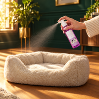 Spray the bedding, never the animal